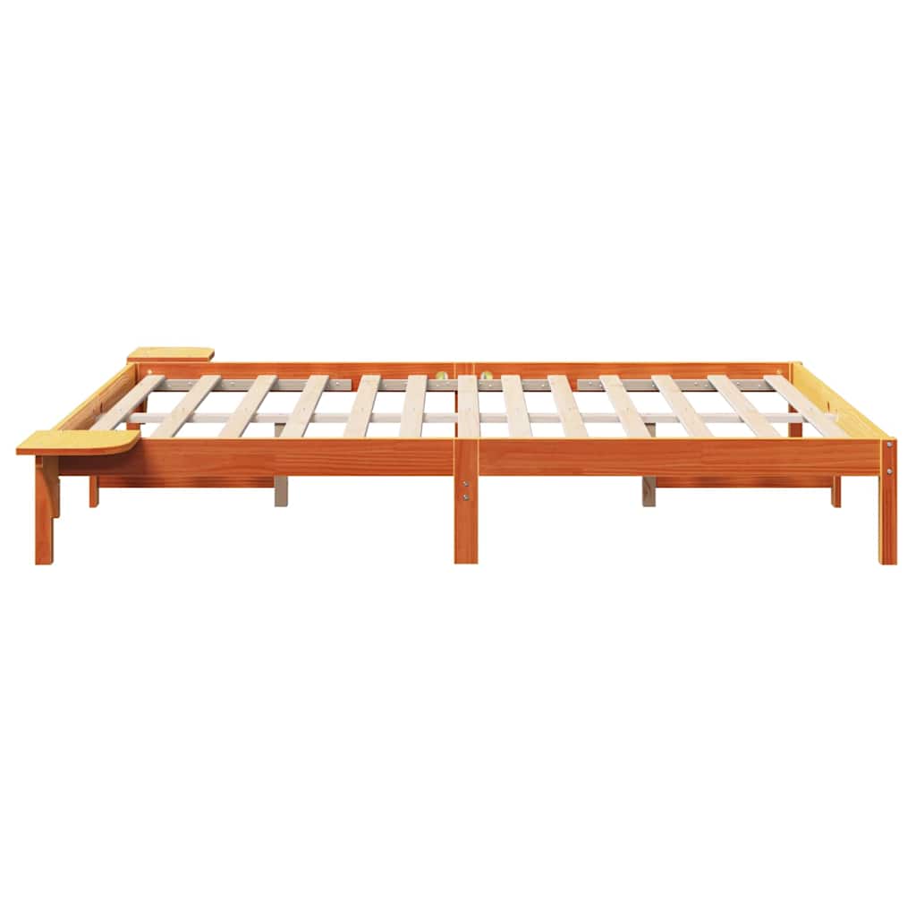 Bed Frame Wax Brown 150 x 200 cm Solid Pine Wood