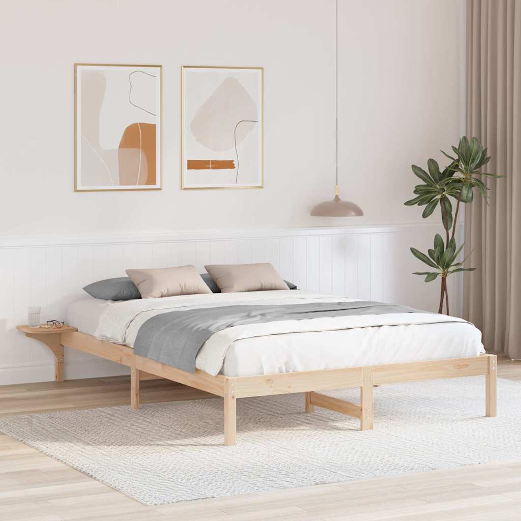 Bed Frame Natural 140 x 200 cm Solid Pine Wood
