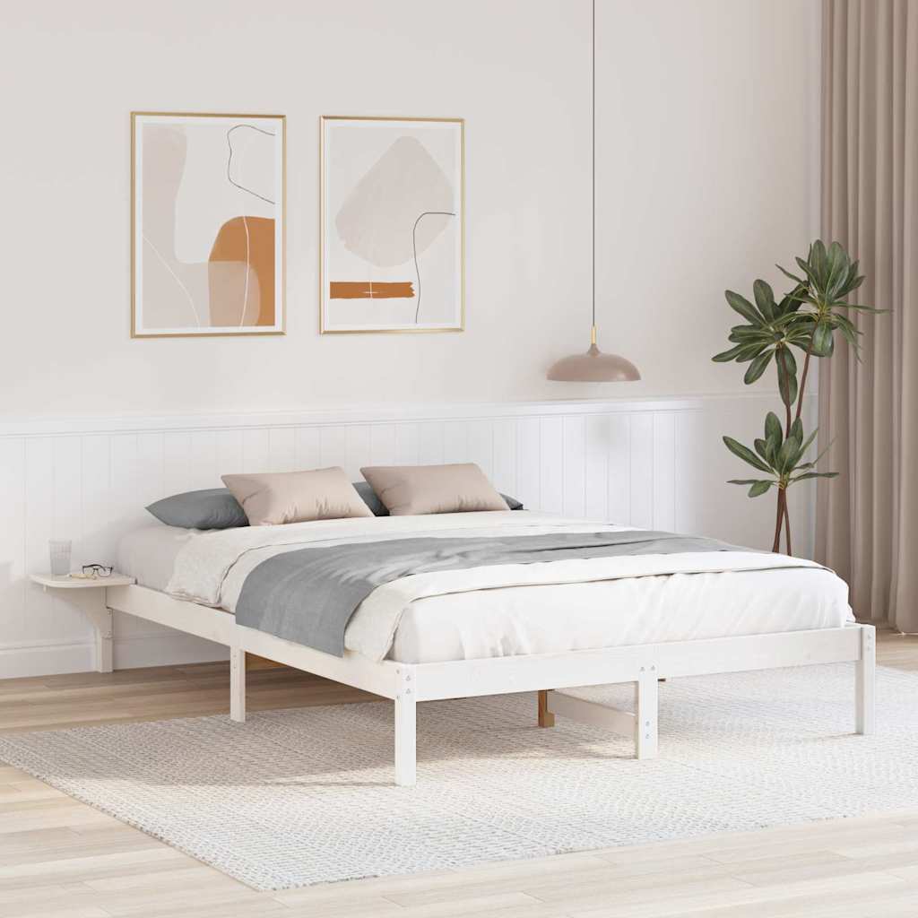Bed Frame White 140 x 200 cm Solid Pine Wood