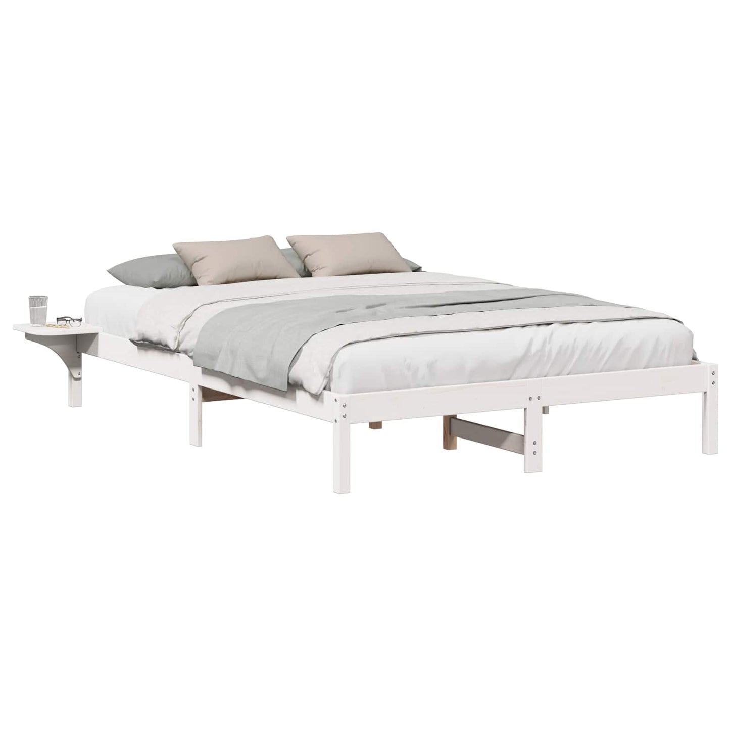 Bed Frame White 140 x 200 cm Solid Pine Wood