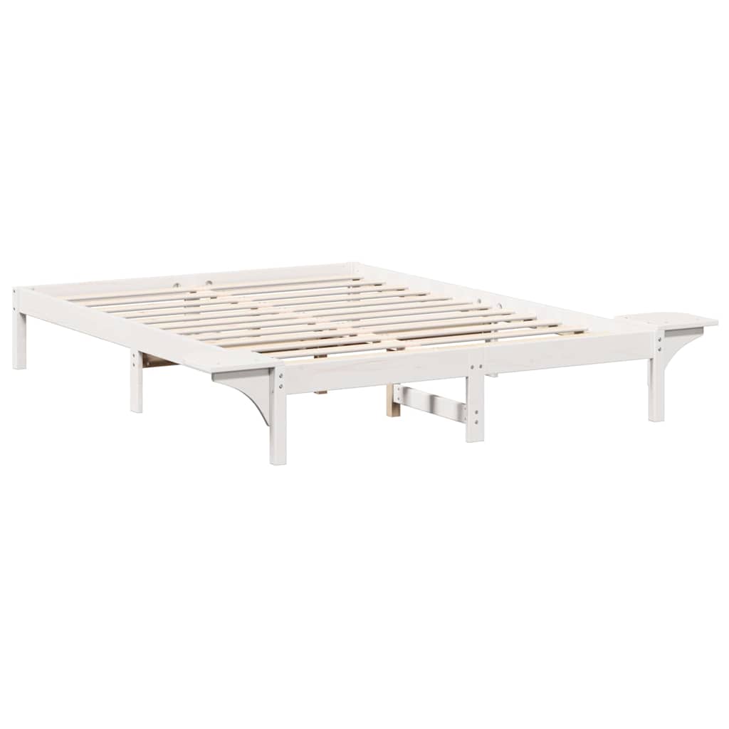 Bed Frame White 140 x 200 cm Solid Pine Wood