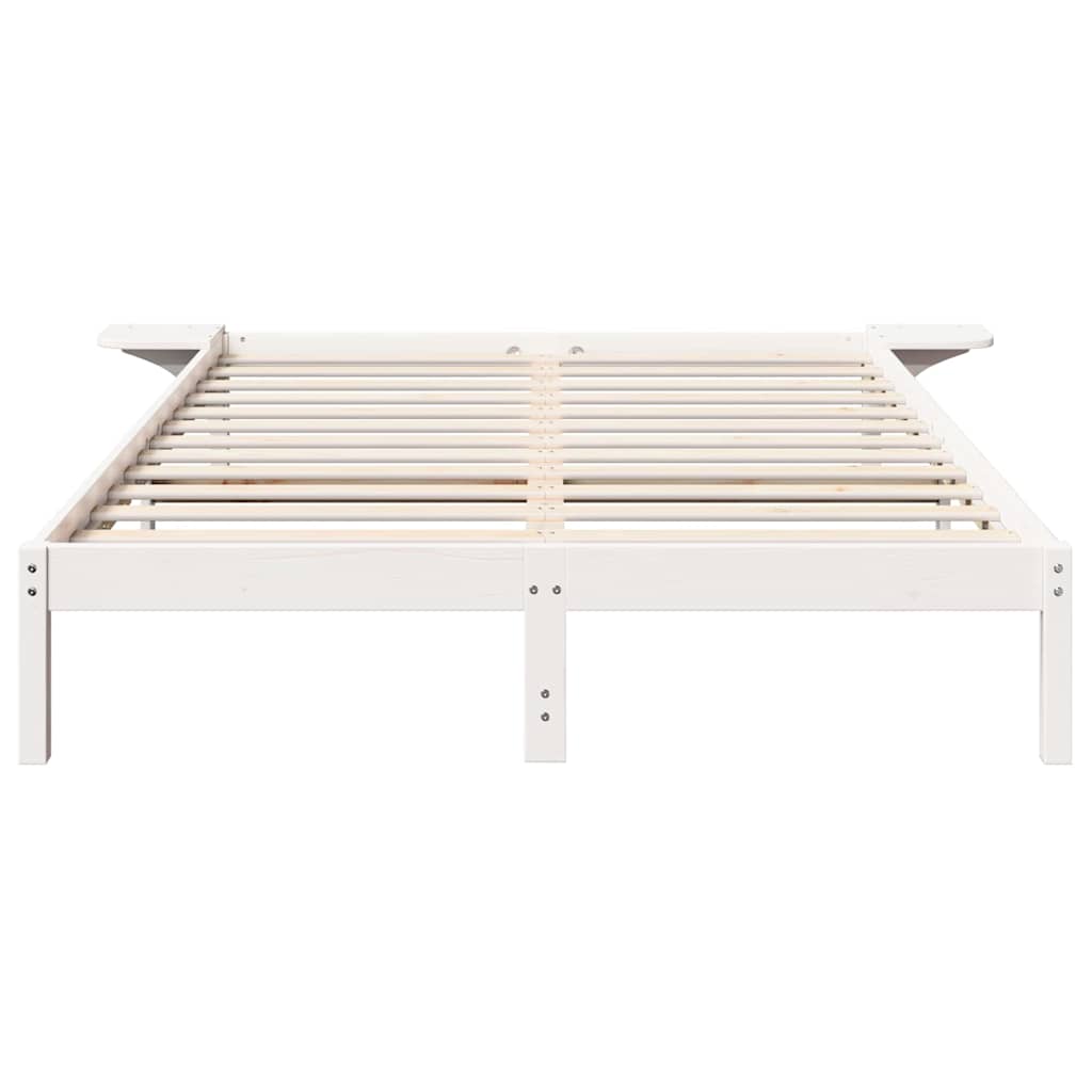 Bed Frame White 140 x 200 cm Solid Pine Wood