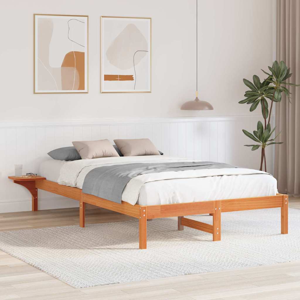 Bed Frame Wax Brown 120 x 200 cm Solid Pine Wood