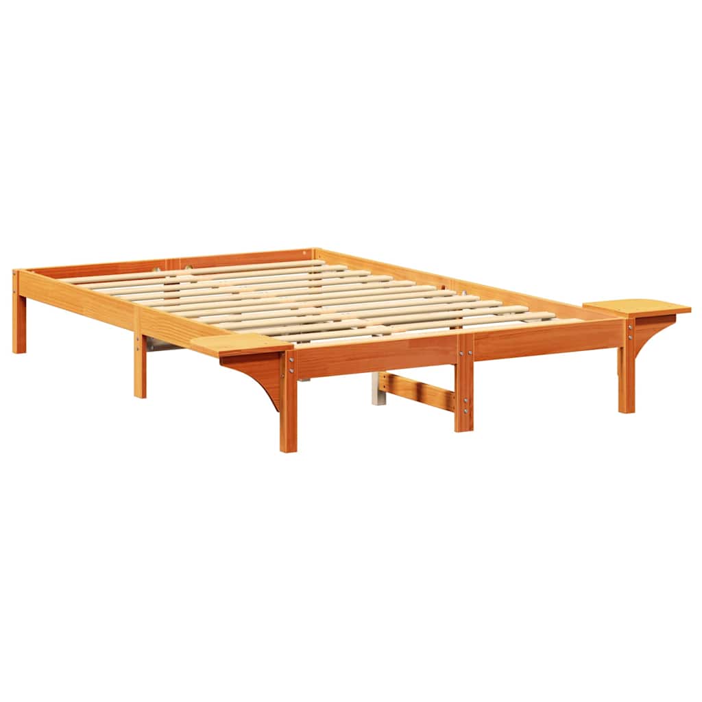 Bed Frame Wax Brown 120 x 200 cm Solid Pine Wood