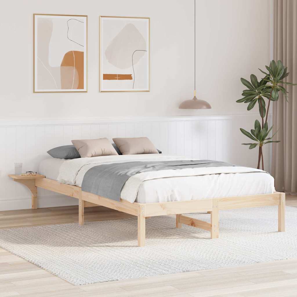 Bed Frame Natural 140 x 190 cm Solid Pine Wood