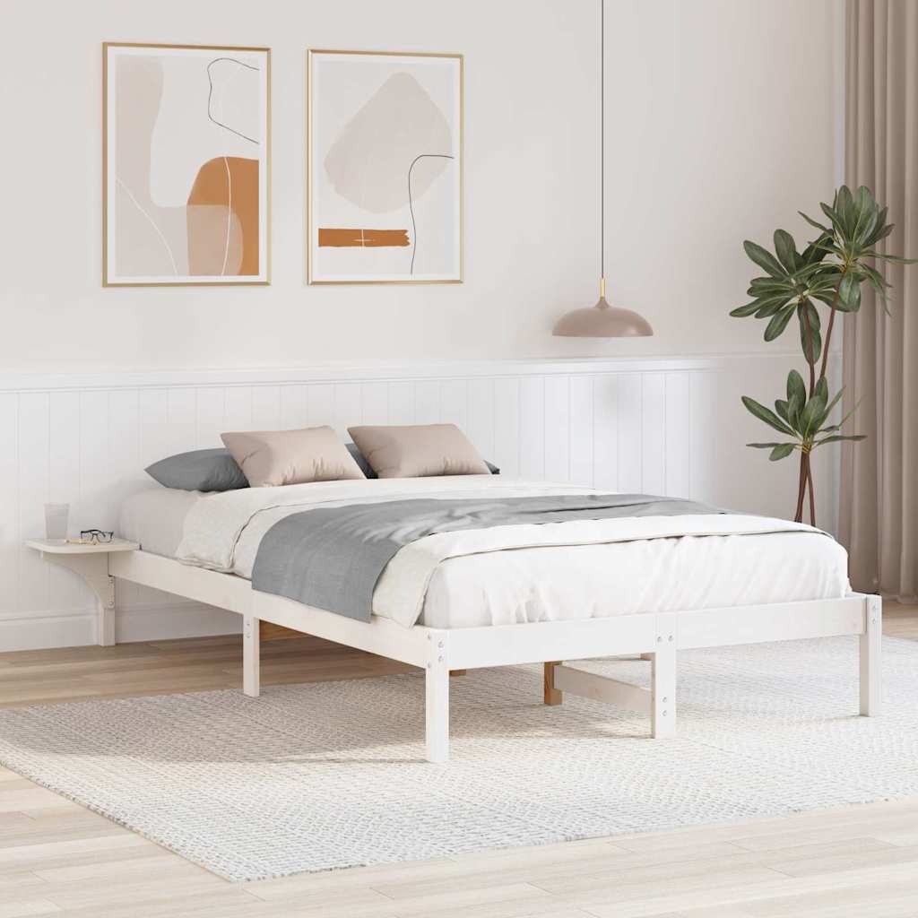 Bed Frame White 140 x 190 cm Solid Pine Wood