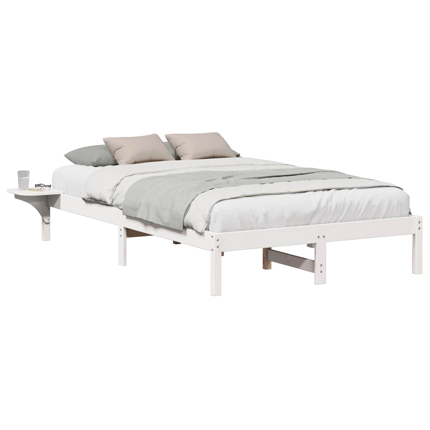 Bed Frame White 140 x 190 cm Solid Pine Wood