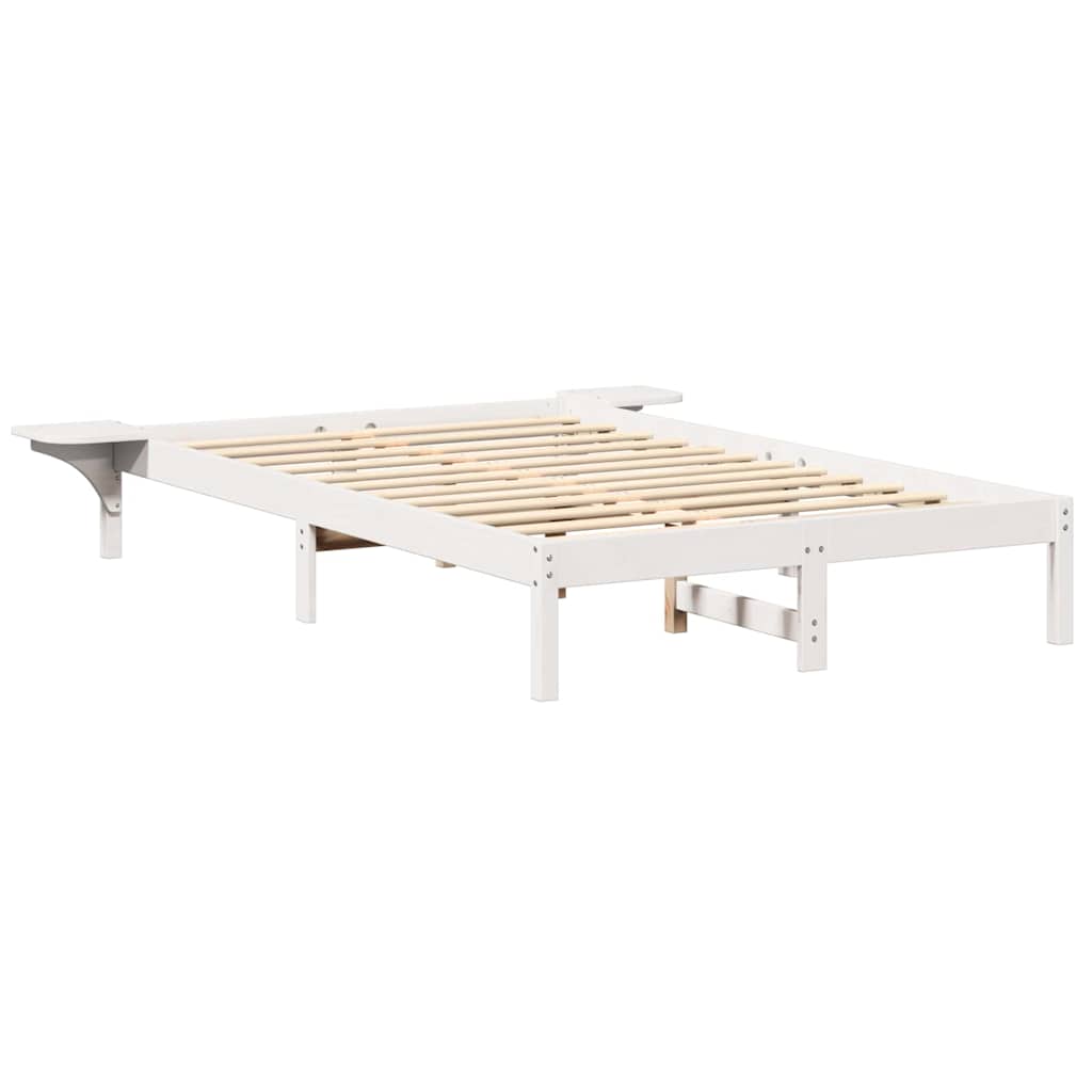 Bed Frame White 140 x 190 cm Solid Pine Wood