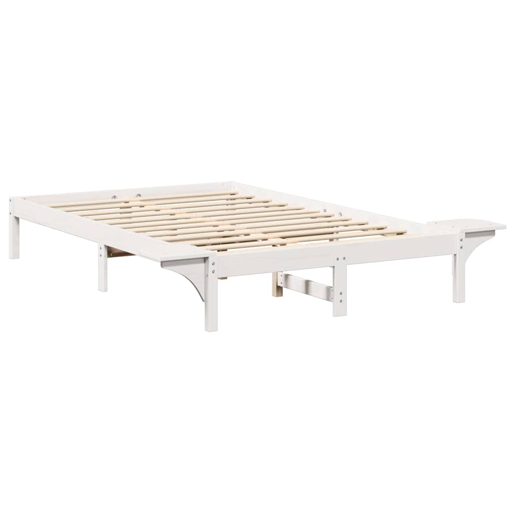 Bed Frame White 140 x 190 cm Solid Pine Wood