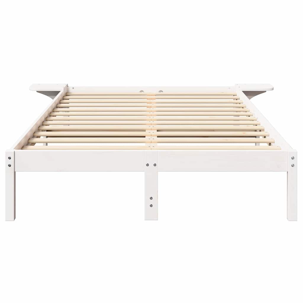 Bed Frame White 140 x 190 cm Solid Pine Wood
