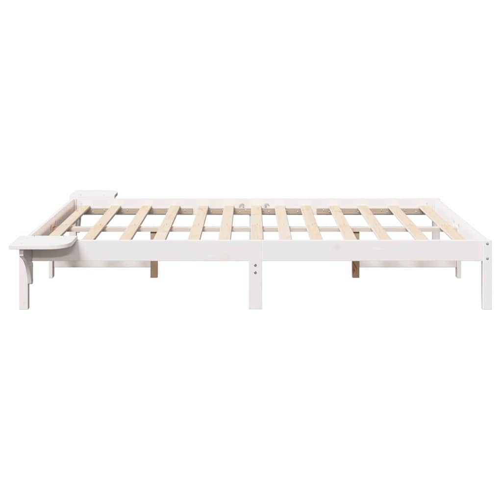 Bed Frame White 140 x 190 cm Solid Pine Wood
