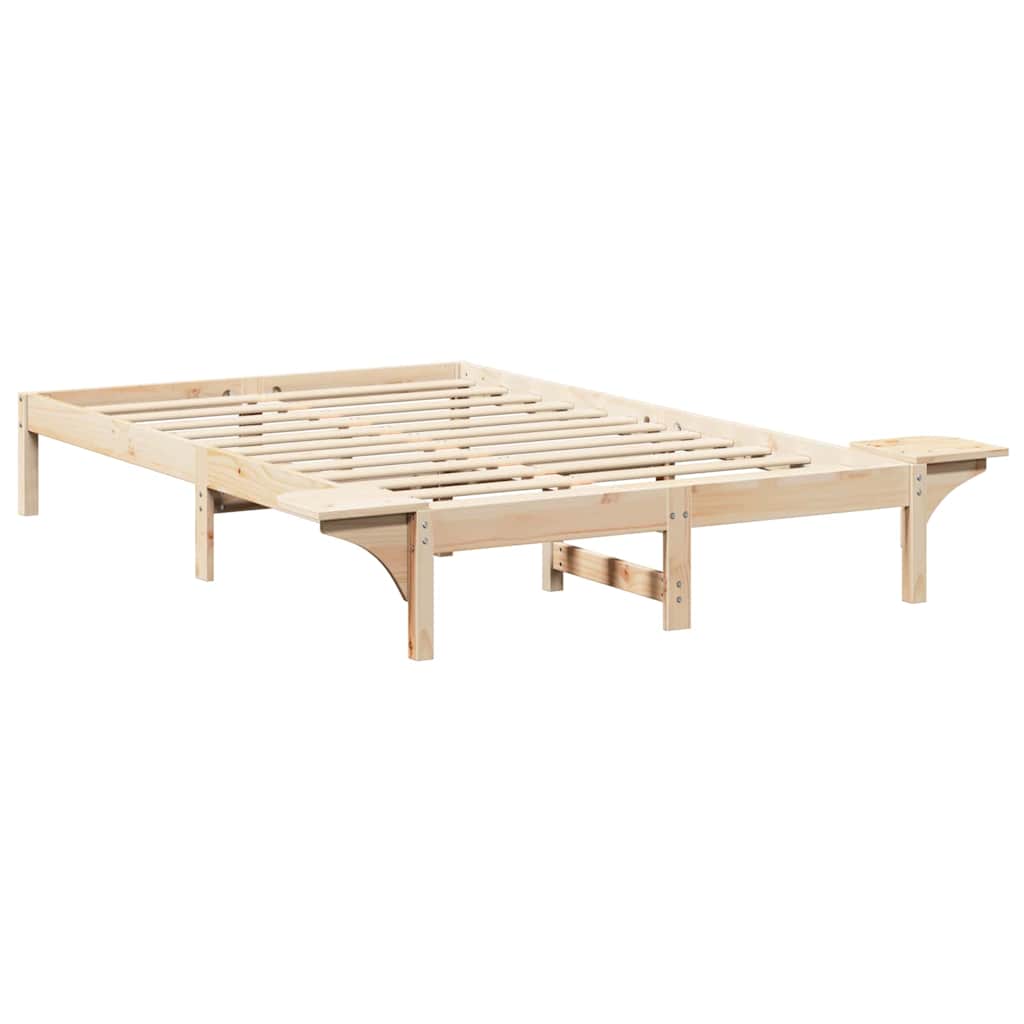 Bed Frame Natural 135 x 190 cm Solid Pine Wood