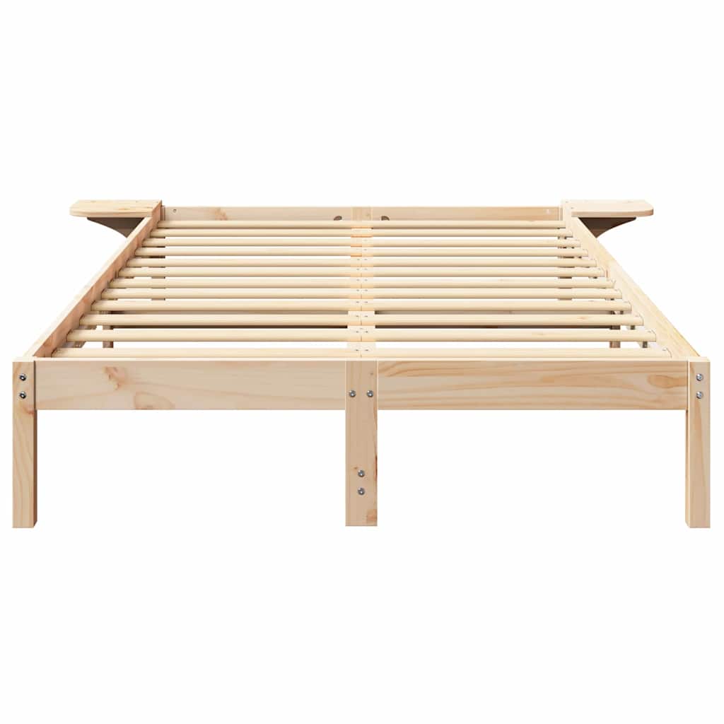 Bed Frame Natural 135 x 190 cm Solid Pine Wood