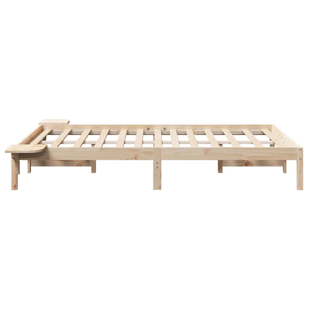 Bed Frame Natural 135 x 190 cm Solid Pine Wood