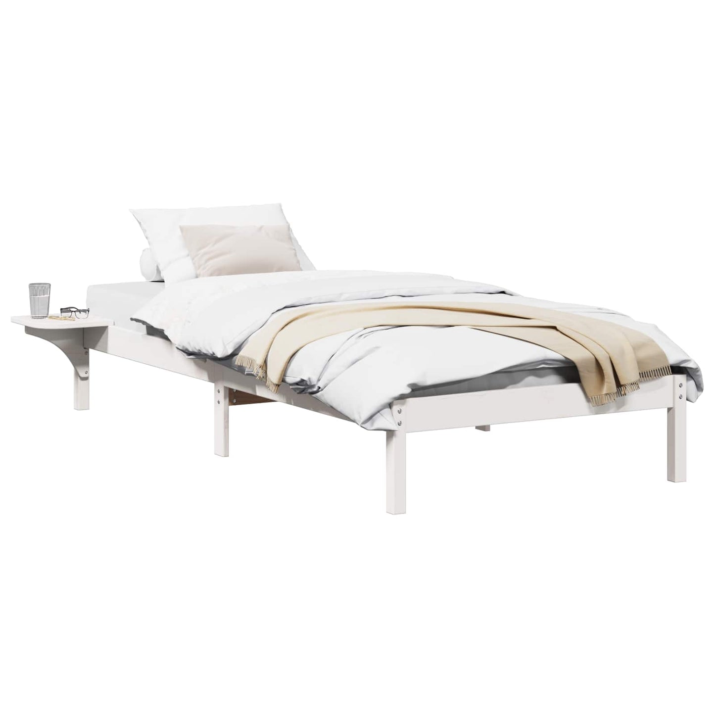 Bed Frame White 100 x 200 cm Solid Pine Wood
