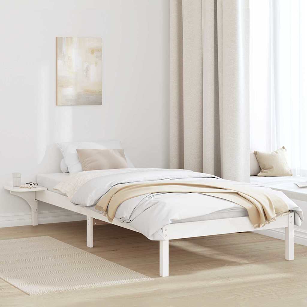 Bed Frame White 90 x 200 cm Solid Pine Wood
