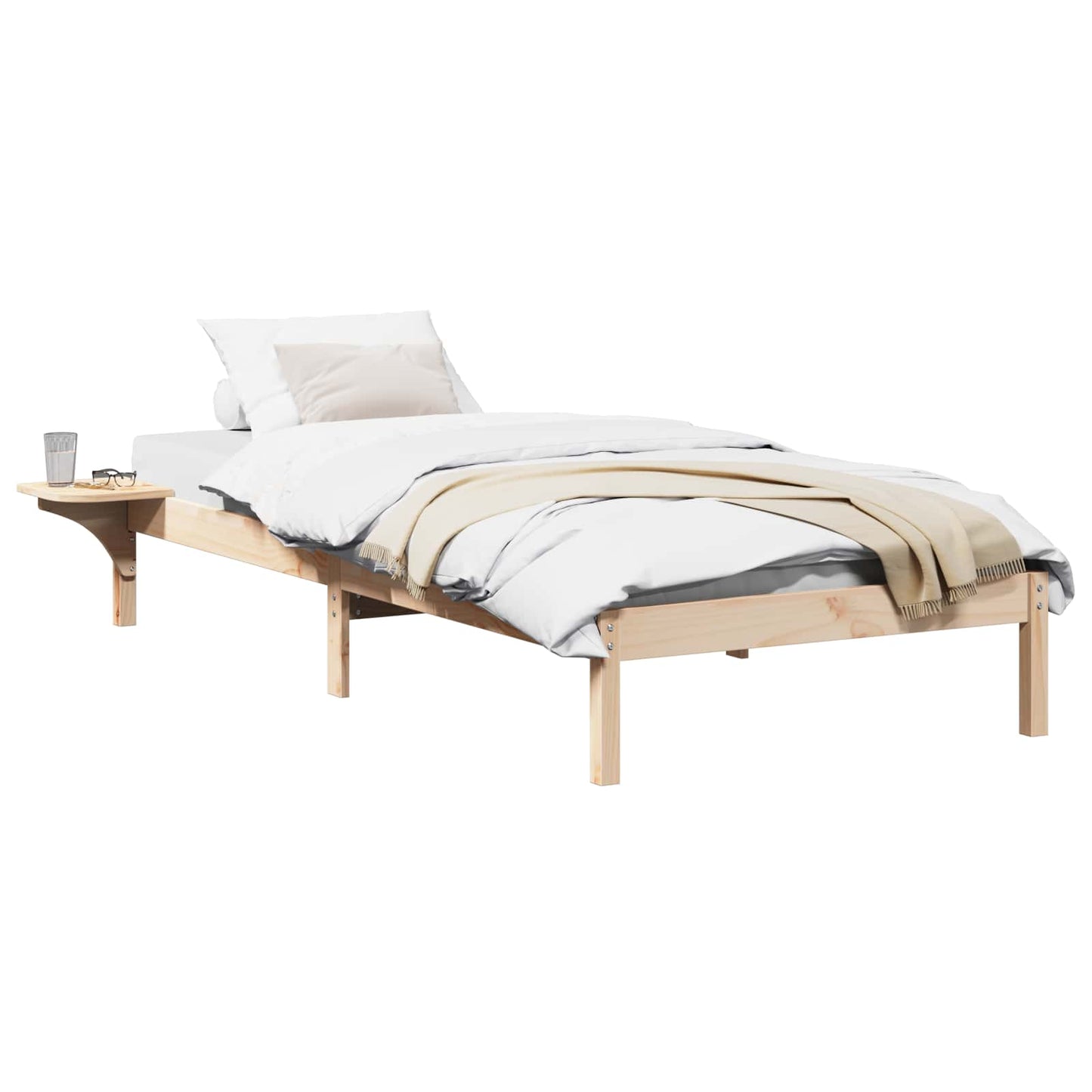 Bed Frame Natural 90 x 190 cm Solid Pine Wood
