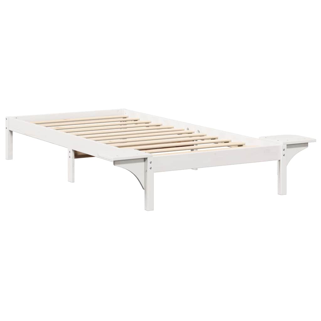 Bed Frame White 75 x 190 cm Solid Pine Wood