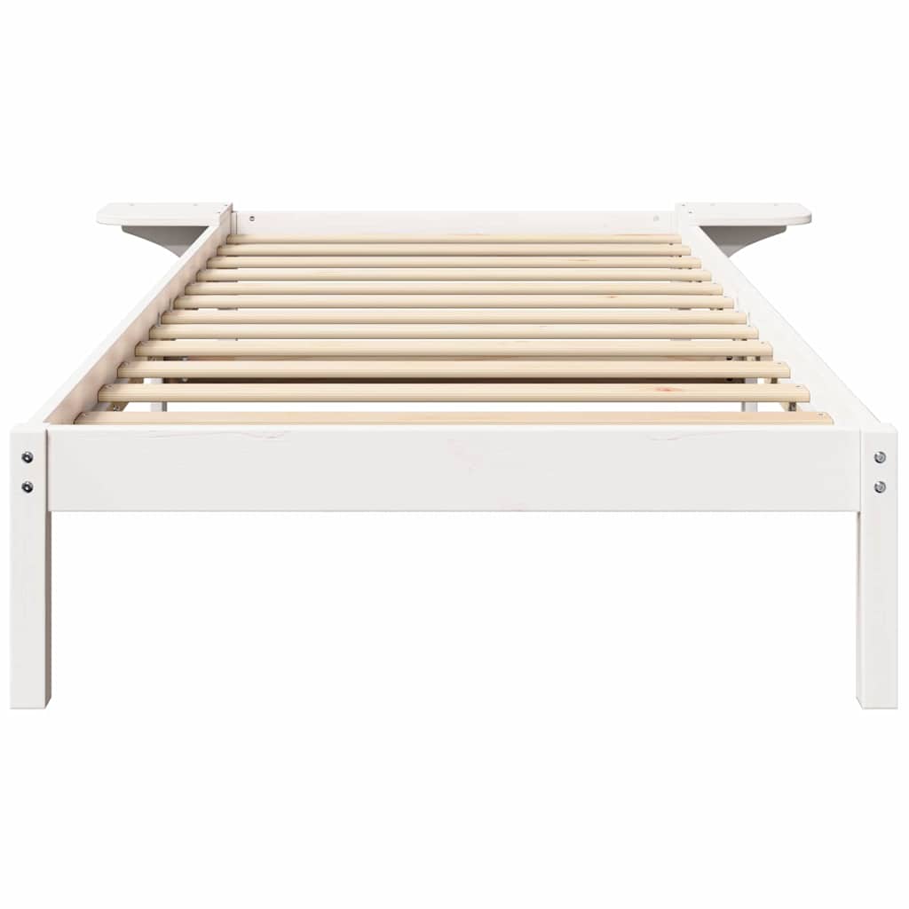 Bed Frame White 75 x 190 cm Solid Pine Wood