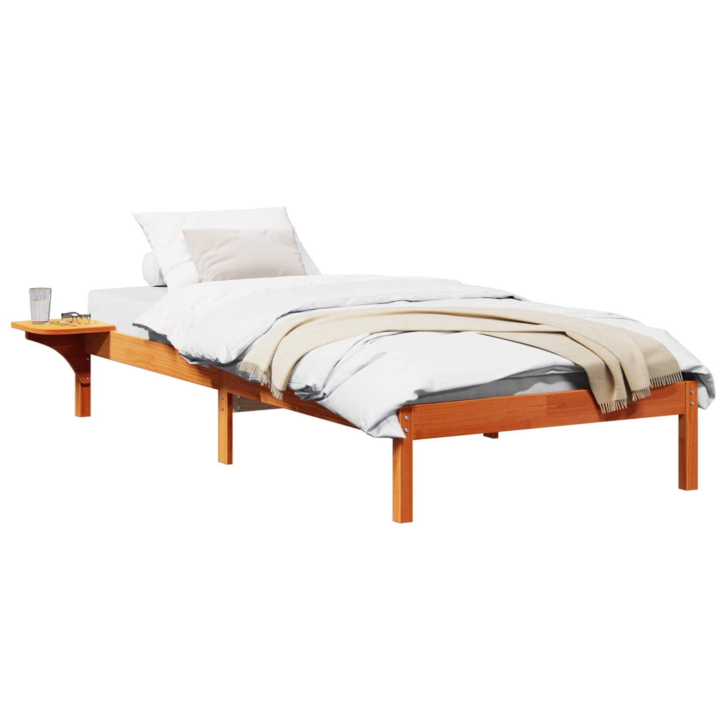 Bed Frame Wax Brown 75 x 190 cm Solid Pine Wood