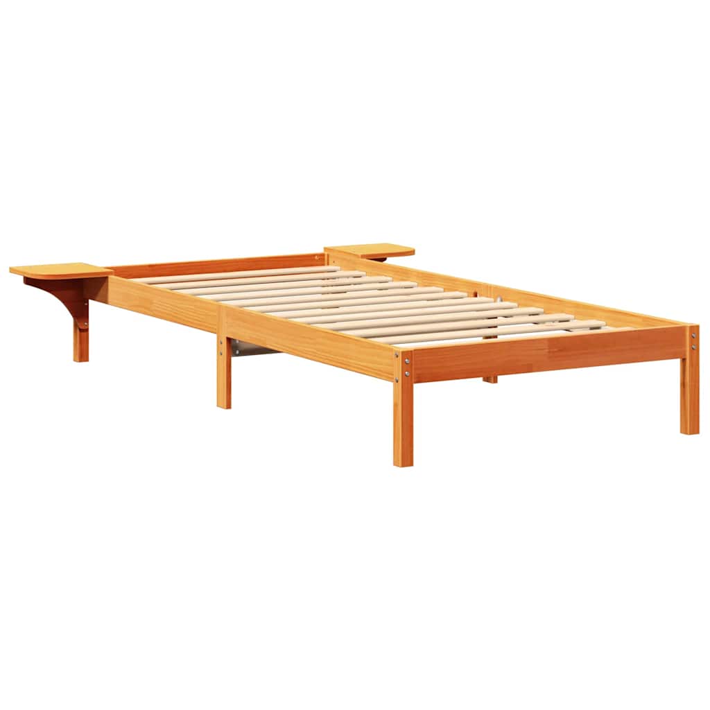 Bed Frame Wax Brown 75 x 190 cm Solid Pine Wood