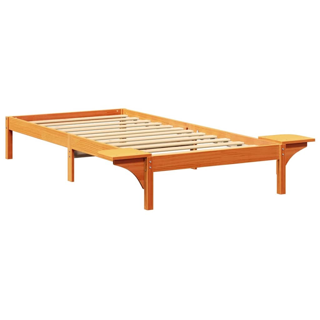Bed Frame Wax Brown 75 x 190 cm Solid Pine Wood