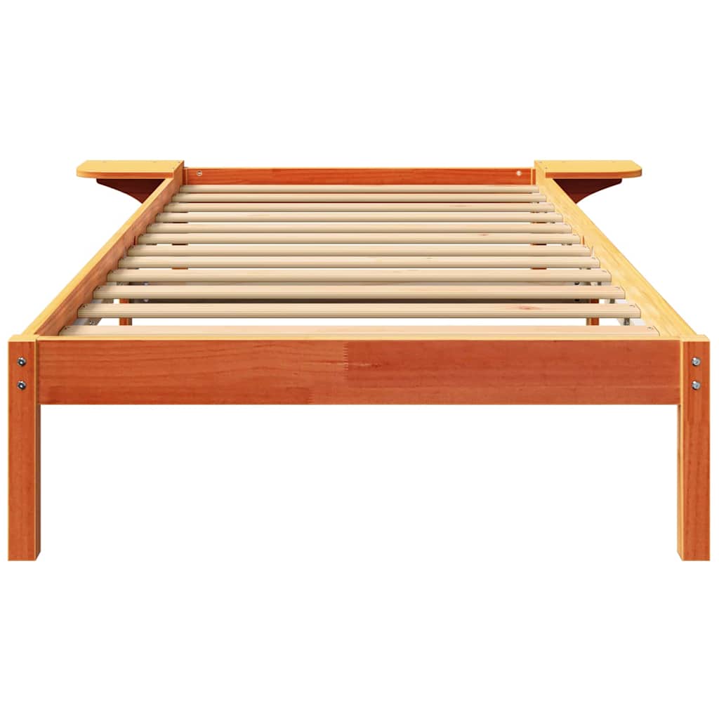 Bed Frame Wax Brown 75 x 190 cm Solid Pine Wood