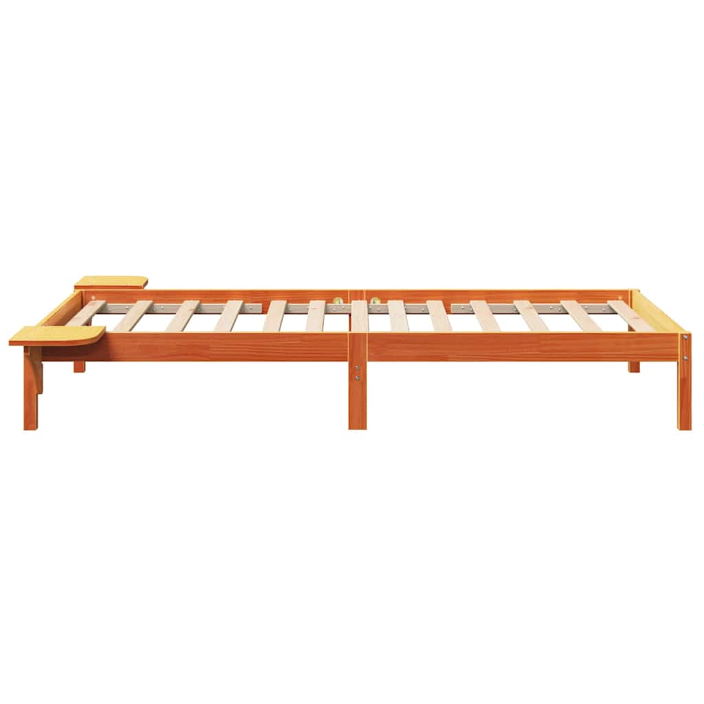Bed Frame Wax Brown 75 x 190 cm Solid Pine Wood