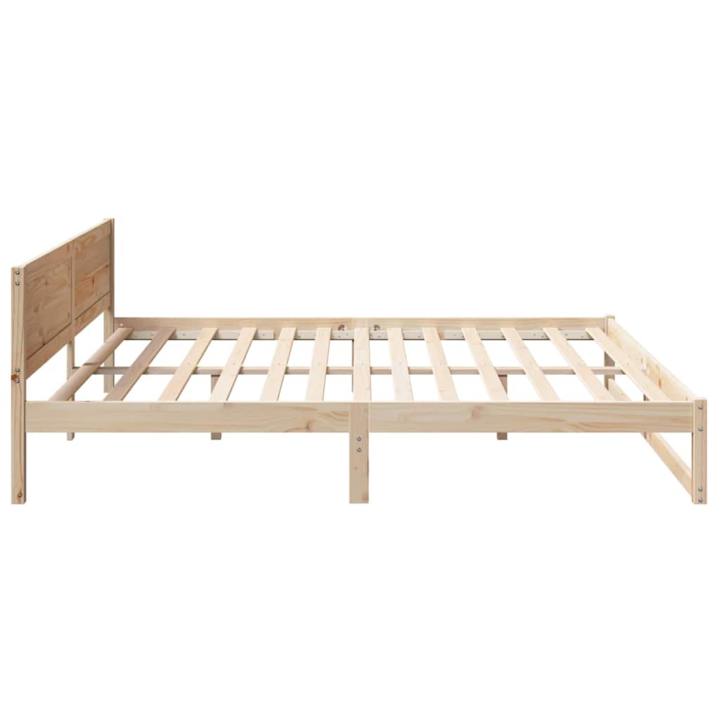 Bed Frame with Headboard Natural 200 x 200 cm Solid Pine Wood