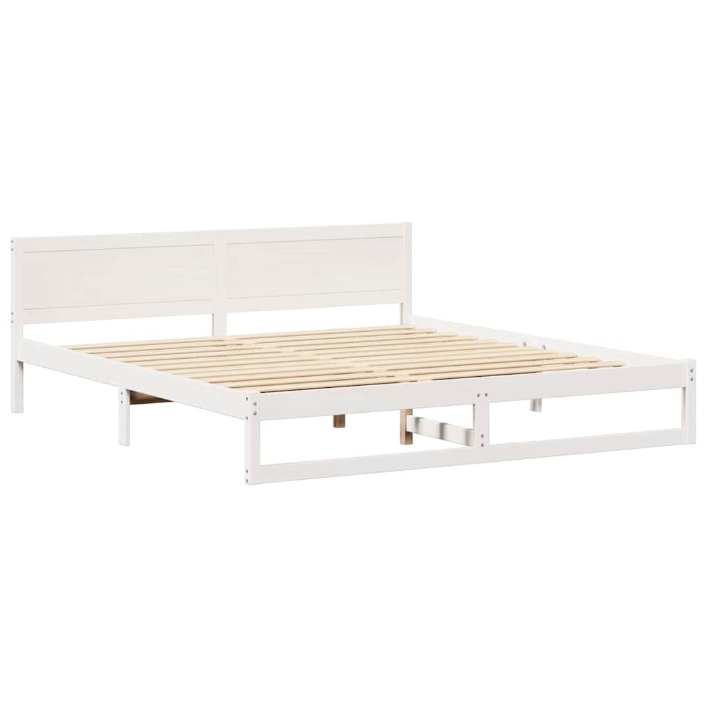 Bed Frame with Headboard White 180 x 200 cm Solid Pine Wood