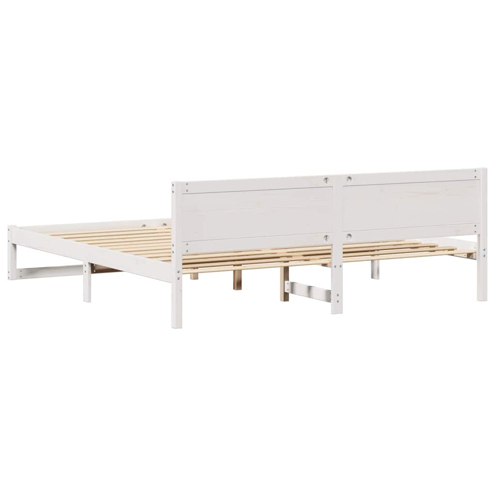 Bed Frame with Headboard White 180 x 200 cm Solid Pine Wood