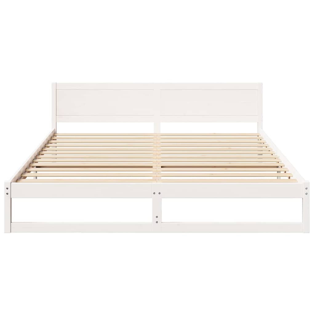 Bed Frame with Headboard White 180 x 200 cm Solid Pine Wood