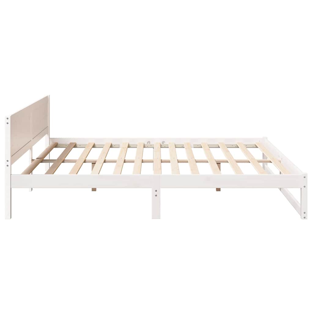 Bed Frame with Headboard White 180 x 200 cm Solid Pine Wood