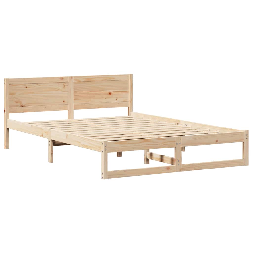 Bed Frame with Headboard Natural 160 x 200 cm Solid Pine Wood