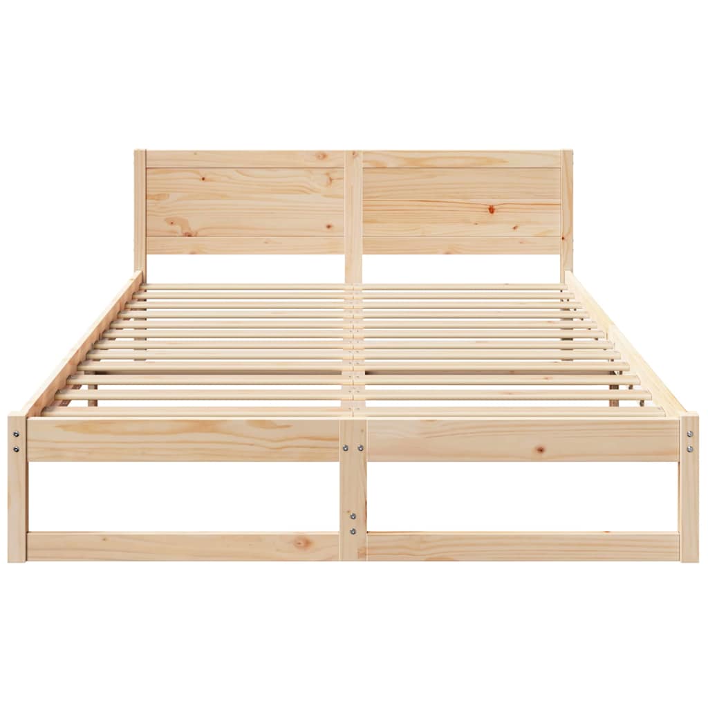 Bed Frame with Headboard Natural 160 x 200 cm Solid Pine Wood