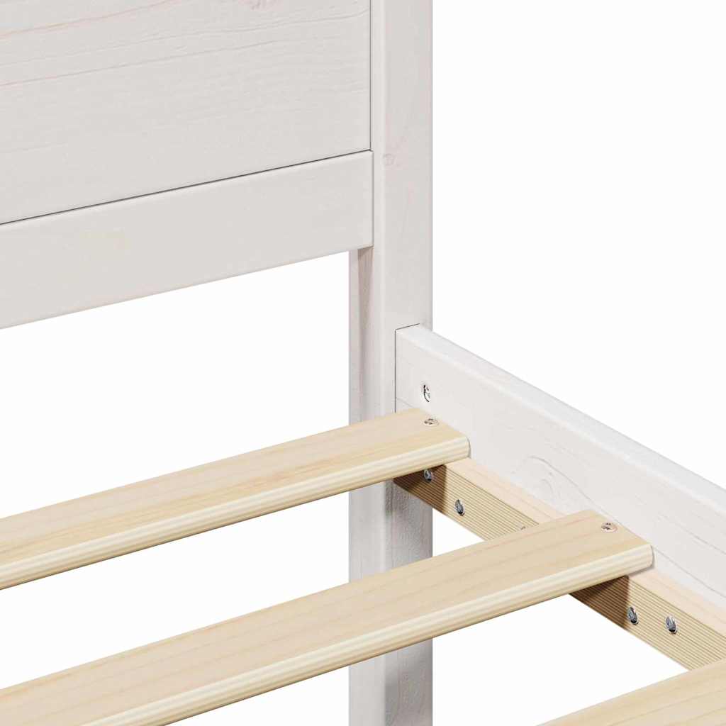 Bed Frame with Headboard White 120 x 200 cm Solid Pine Wood