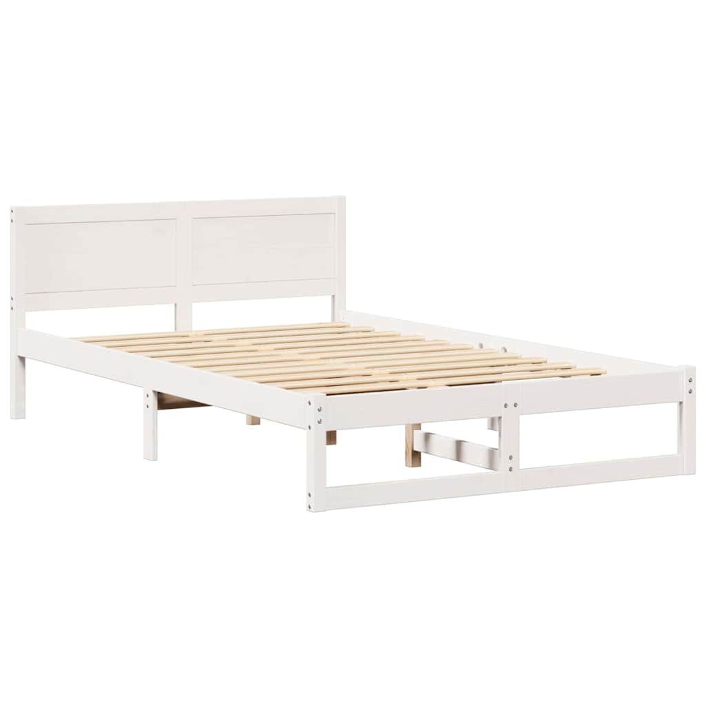Bed Frame with Headboard White 120 x 200 cm Solid Pine Wood