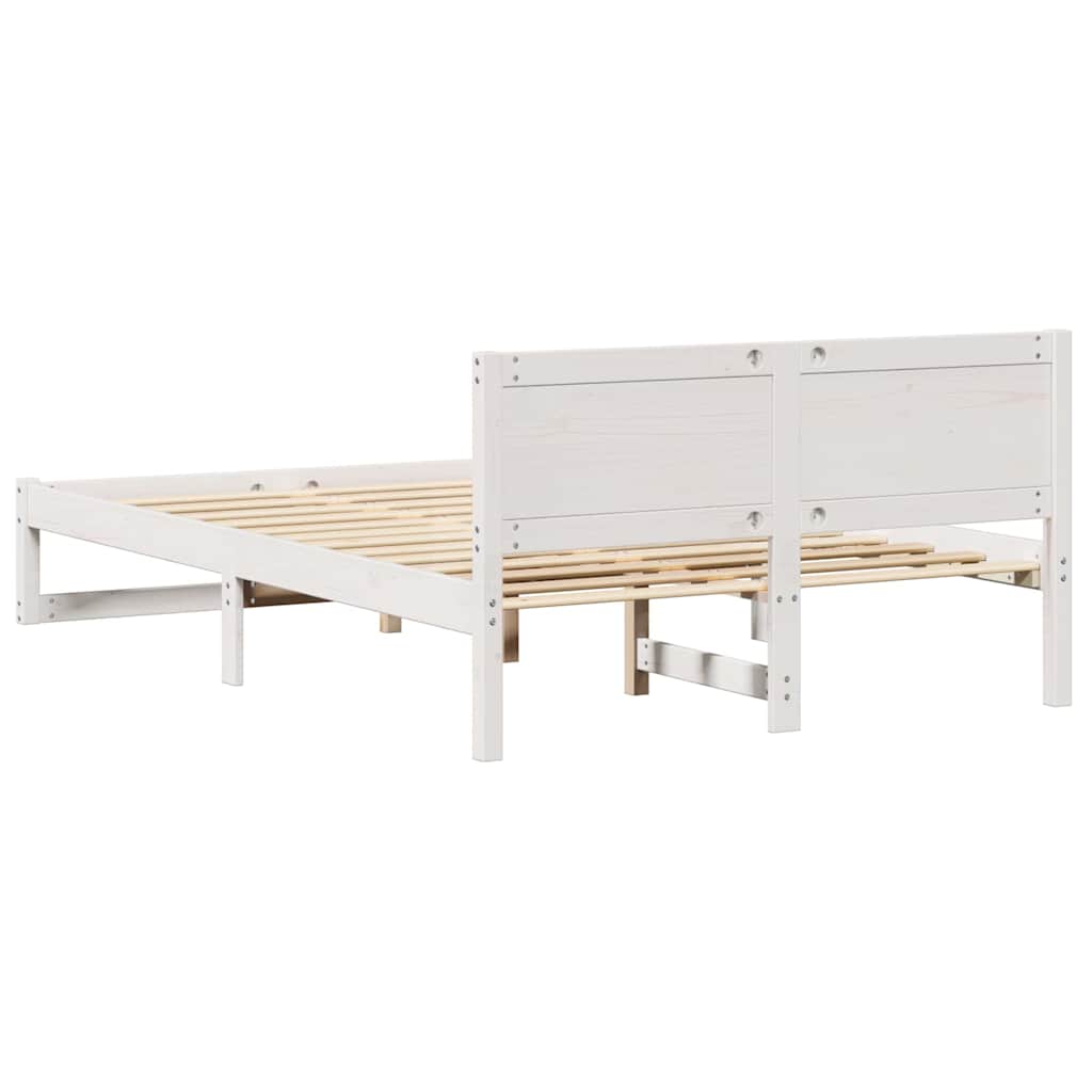 Bed Frame with Headboard White 120 x 200 cm Solid Pine Wood