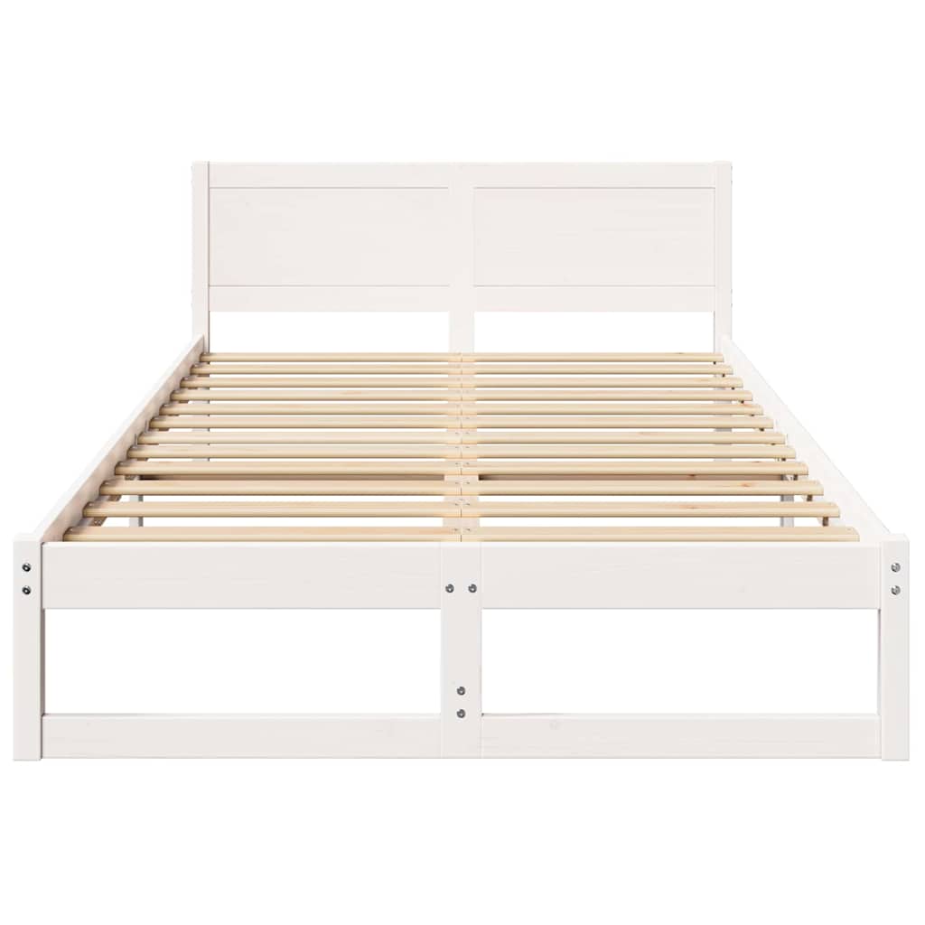Bed Frame with Headboard White 120 x 200 cm Solid Pine Wood