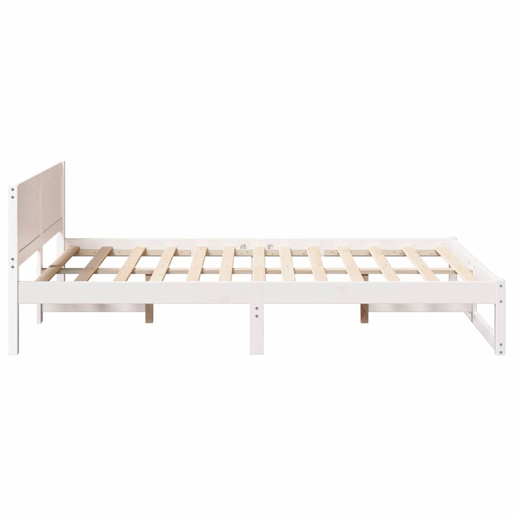 Bed Frame with Headboard White 120 x 200 cm Solid Pine Wood