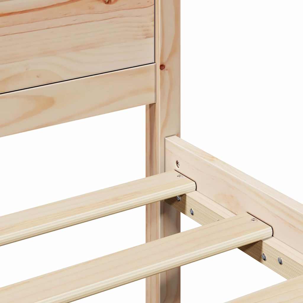 Bed Frame with Headboard Natural 90 x 200 cm Solid Pine Wood