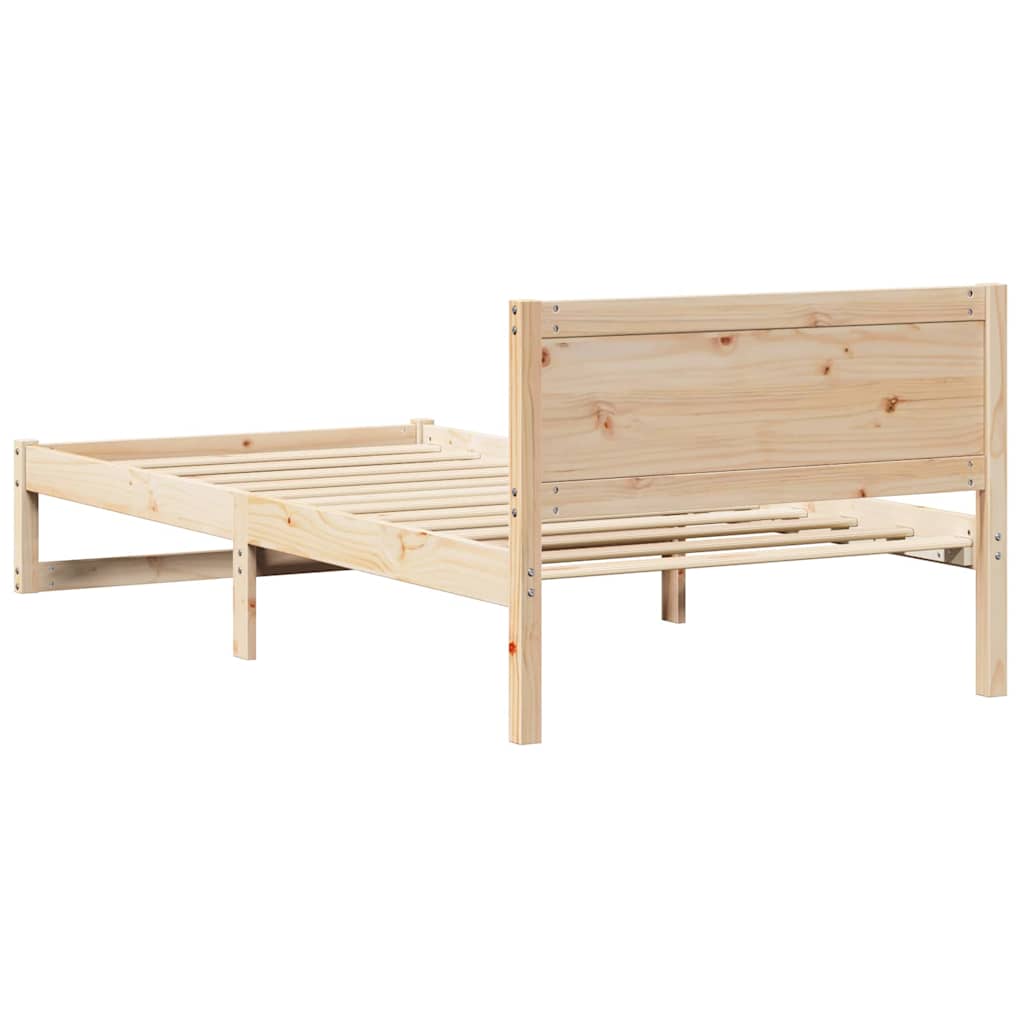 Bed Frame with Headboard Natural 90 x 200 cm Solid Pine Wood