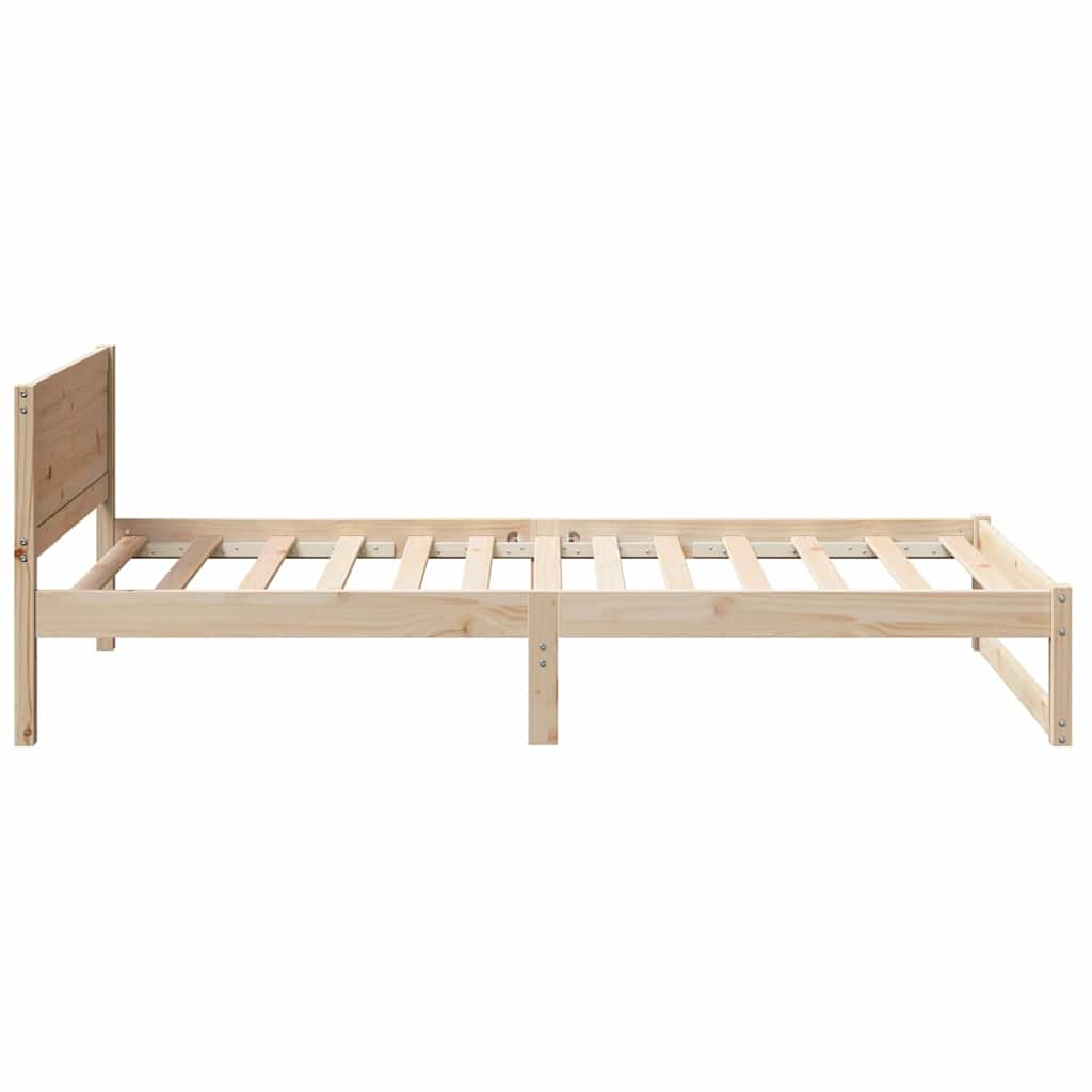 Bed Frame with Headboard Natural 90 x 200 cm Solid Pine Wood