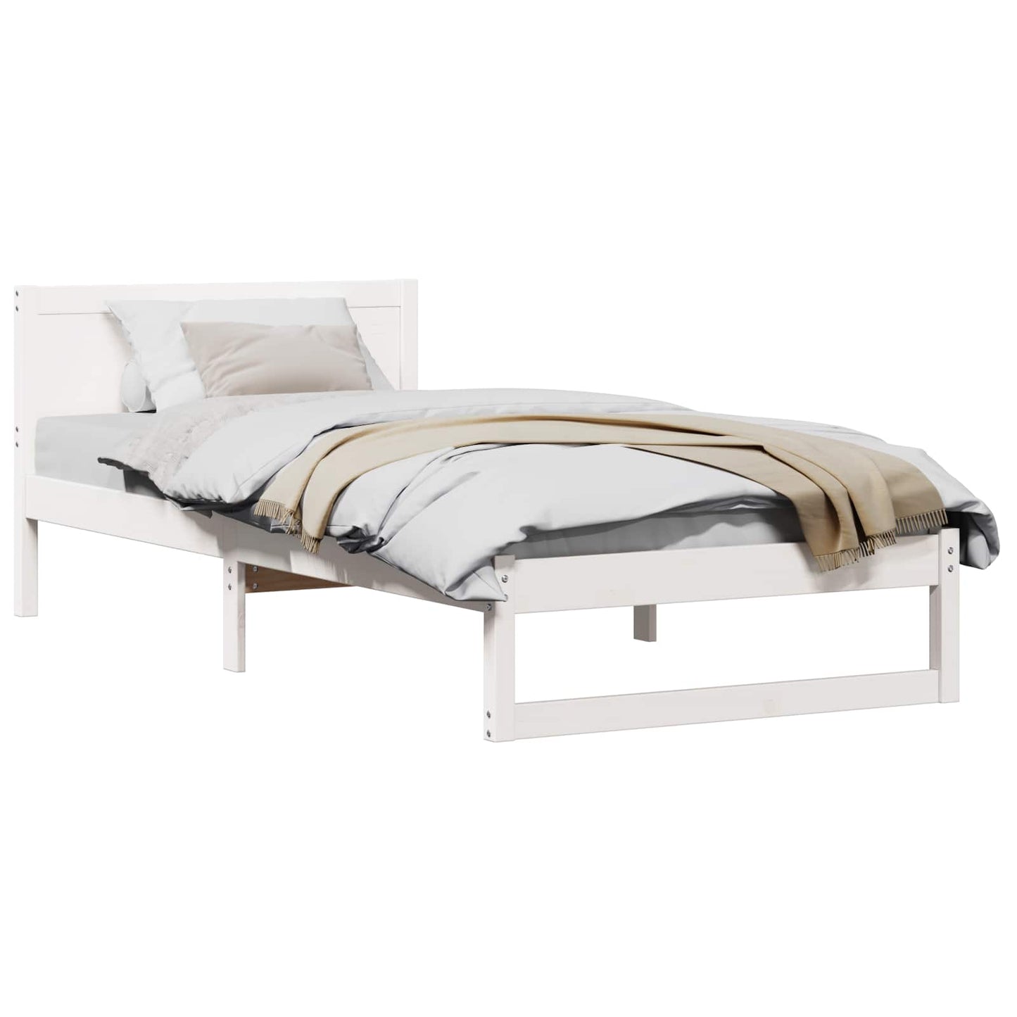 Bed Frame with Headboard White 80 x 200 cm Solid Pine Wood