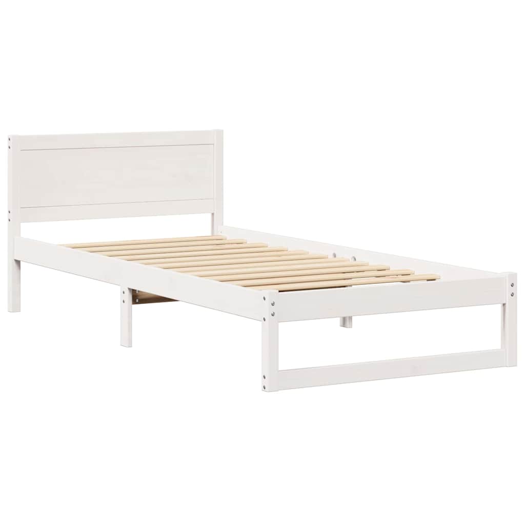 Bed Frame with Headboard White 80 x 200 cm Solid Pine Wood