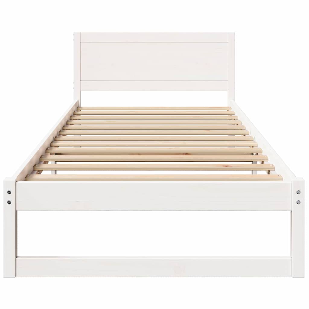 Bed Frame with Headboard White 90 x 190 cm Solid Pine Wood