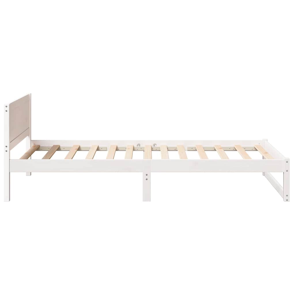 Bed Frame with Headboard White 75 x 190 cm Solid Pine Wood