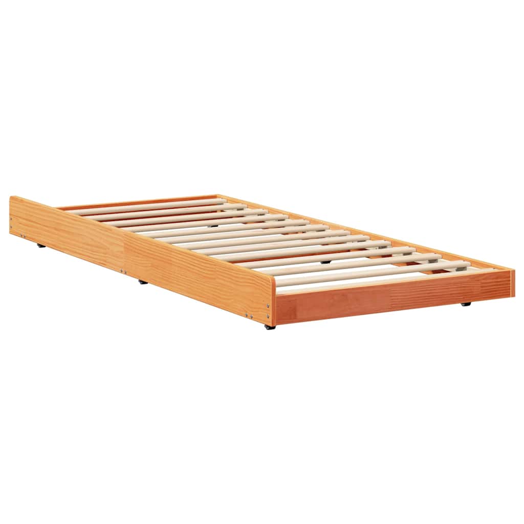 Bed Frame Wax Brown 75 x 190 cm Solid Pine Wood