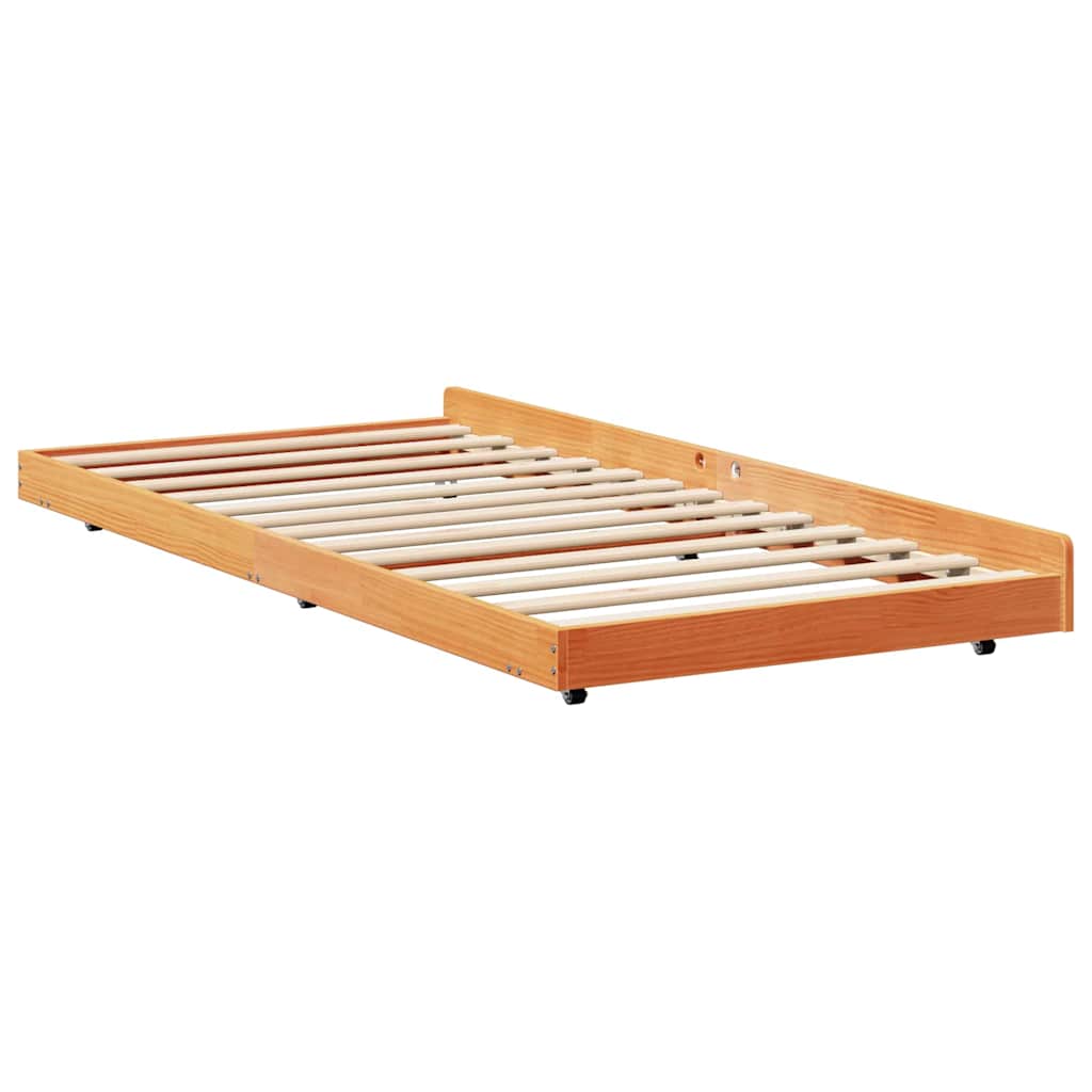 Bed Frame Wax Brown 75 x 190 cm Solid Pine Wood