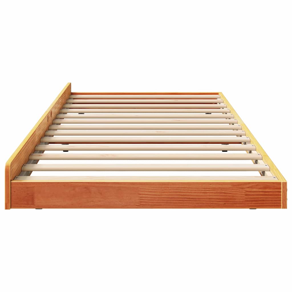 Bed Frame Wax Brown 75 x 190 cm Solid Pine Wood